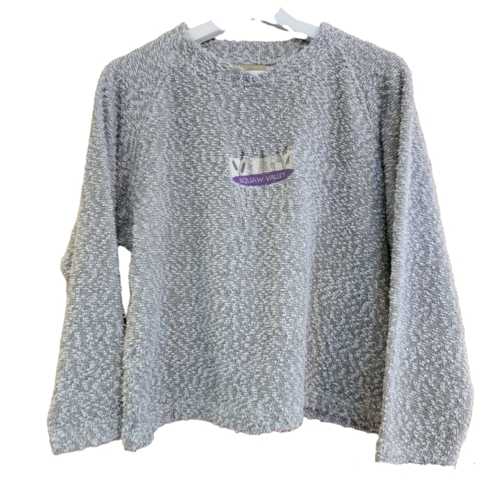 Savannah Womens Embroidered Soft Fuzzy Pullover Crewneck Sweater Size Medium